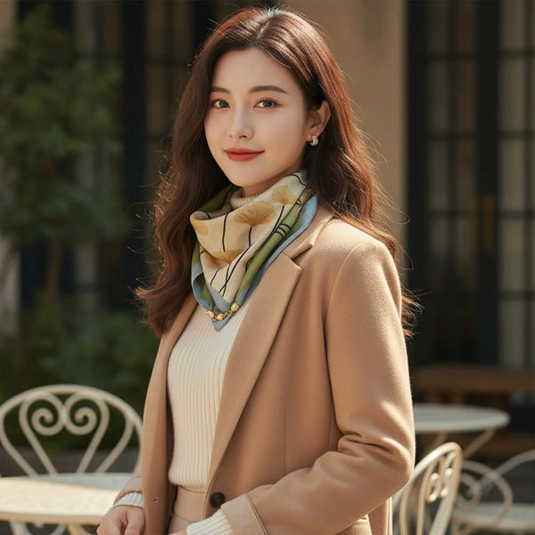 Foulard Magnétique Triangulaire en Soie, Coton et Lin