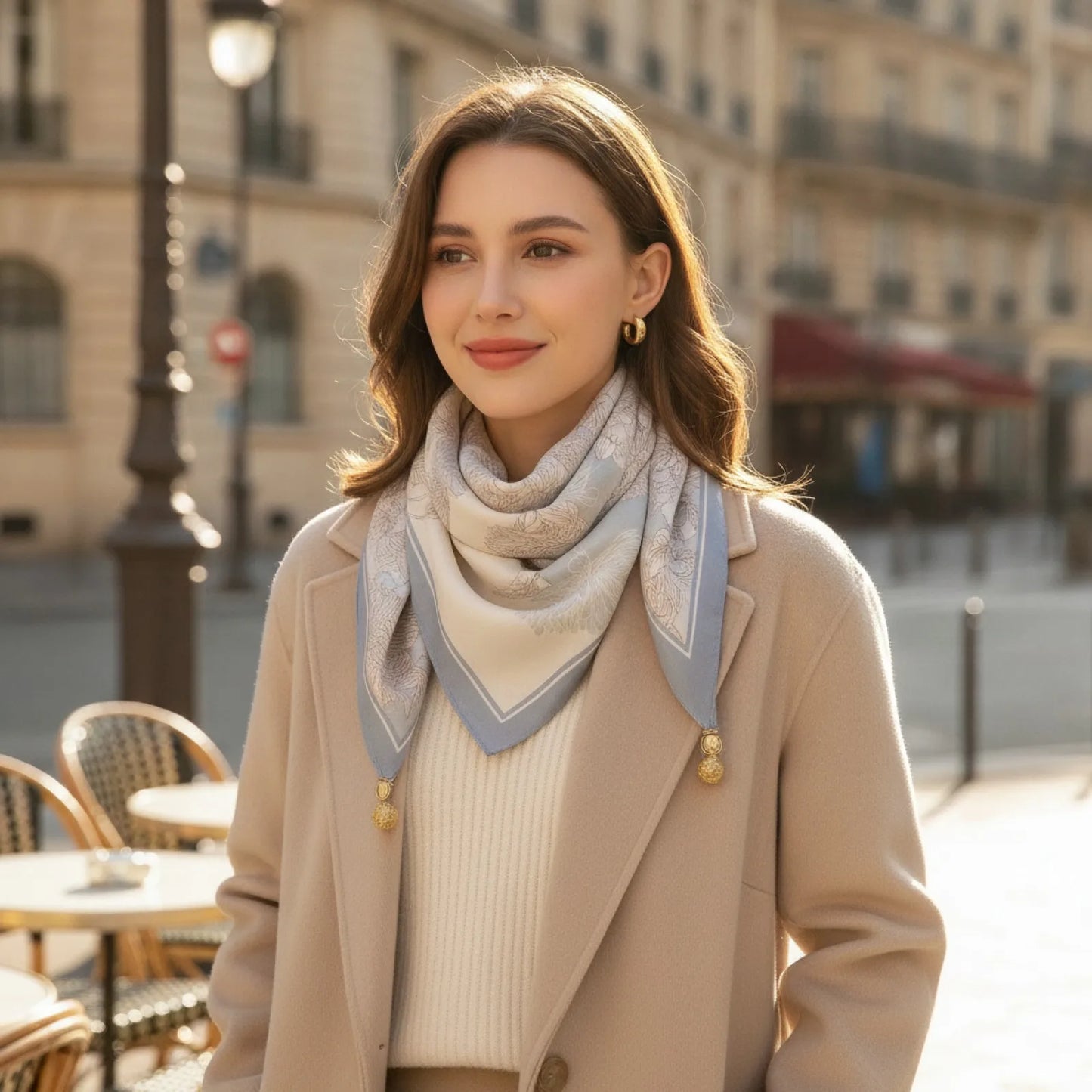 Foulard Triangulaire Magnétique en Soie pour Femme