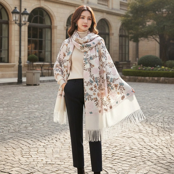 Foulard Cachemire Brodé Femme - Douceur & Chic Hiver