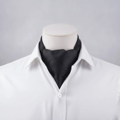 Cravate Ascot Soie Gris Vintage Homme