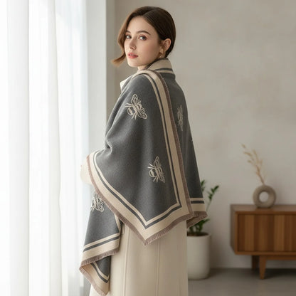 Foulard Abeilles Cachemire Double Face Femme