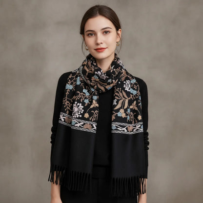 Foulard Cachemire Brodé Femme - Douceur Hivernale
