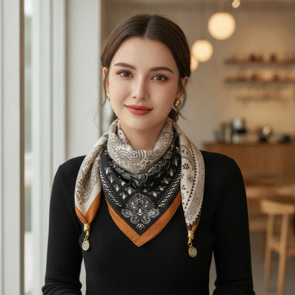 Foulard Triangulaire Soie Magnétique Noir