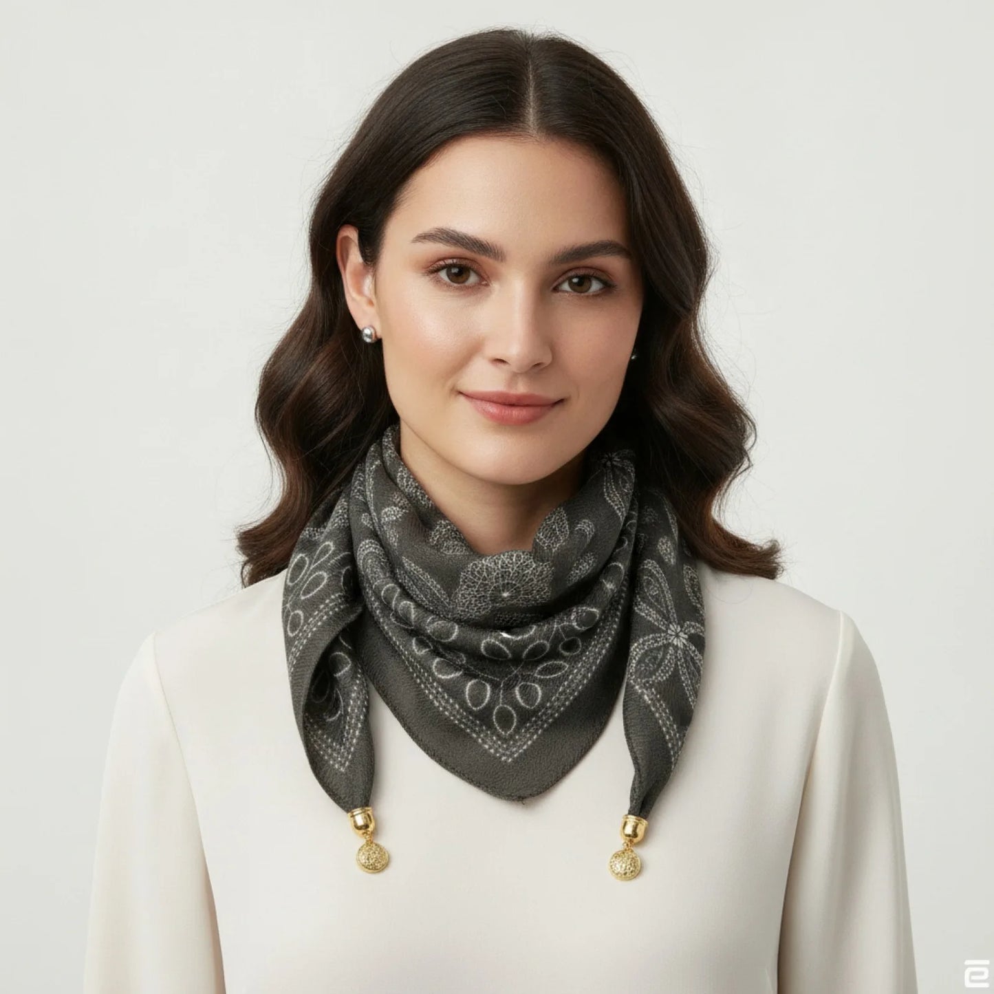 Foulard Triangulaire Magnétique Noir en Soie