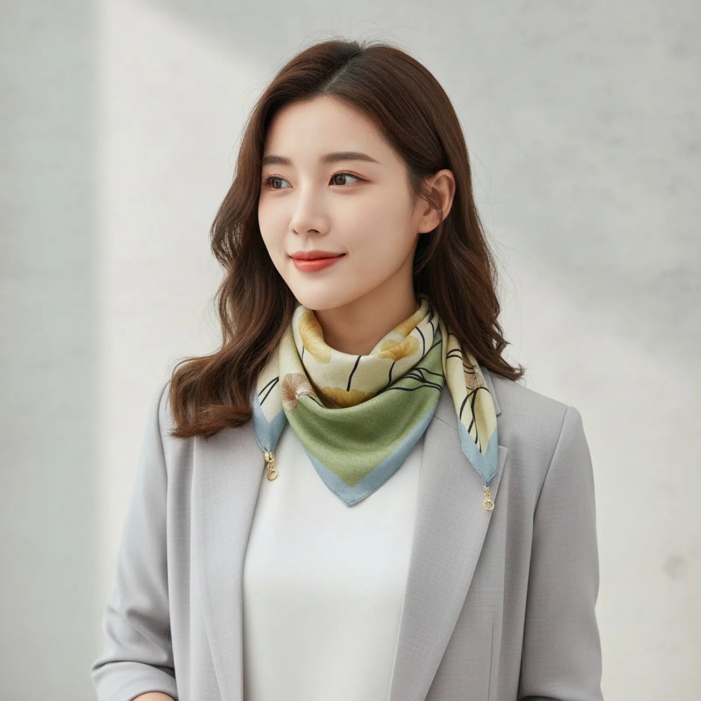 Foulard Magnétique Triangulaire en Soie, Coton et Lin