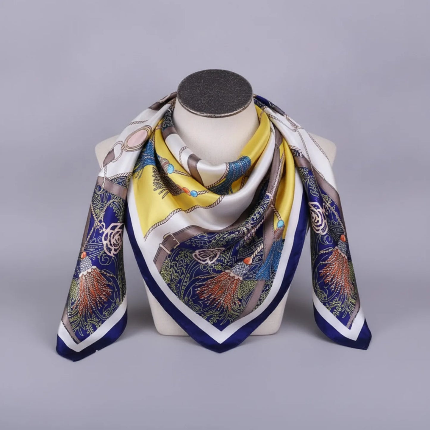 Foulard Carré Satin Soie Imprimé 90x90cm