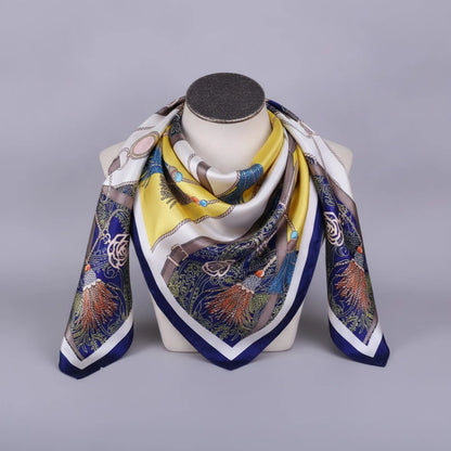 Foulard Carré Satin Soie Imprimé 90x90cm