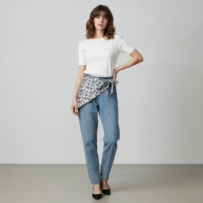 Foulard Carré Soie Ananas Rétro Blanc