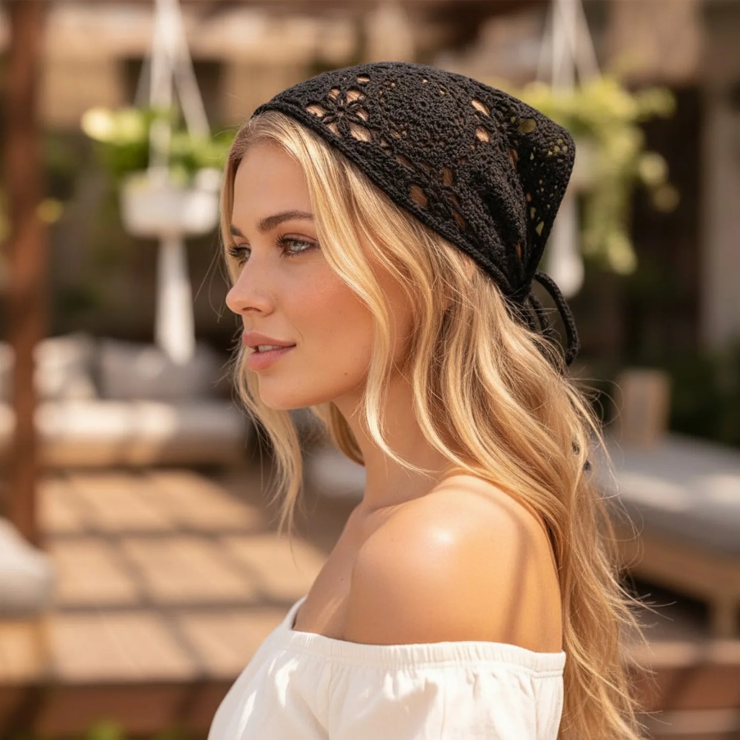 Foulard Triangulaire Ajouré Bohème Chic