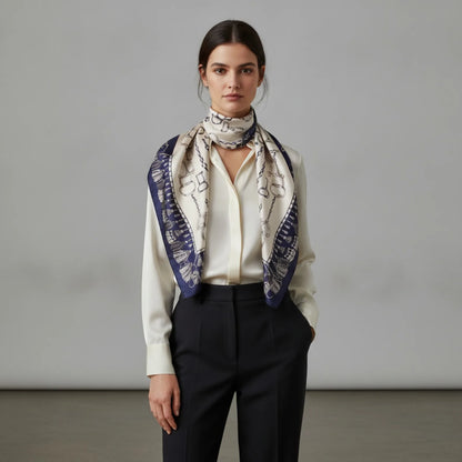 Foulard Carré en Soie Luxe Motif Design