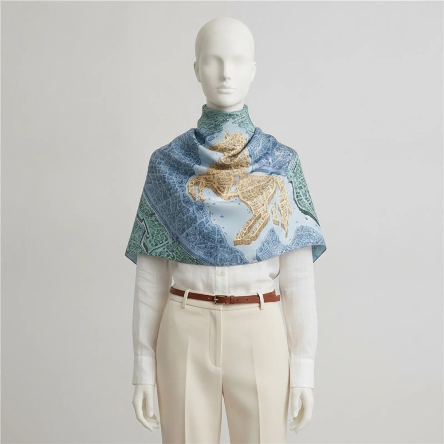 Foulard Carré Soie "Cheval Cavalier" Femme