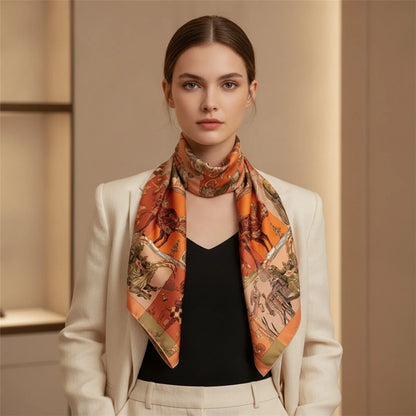 Foulard Carré en Soie Luxe - Motif Fantastique 90x90cm