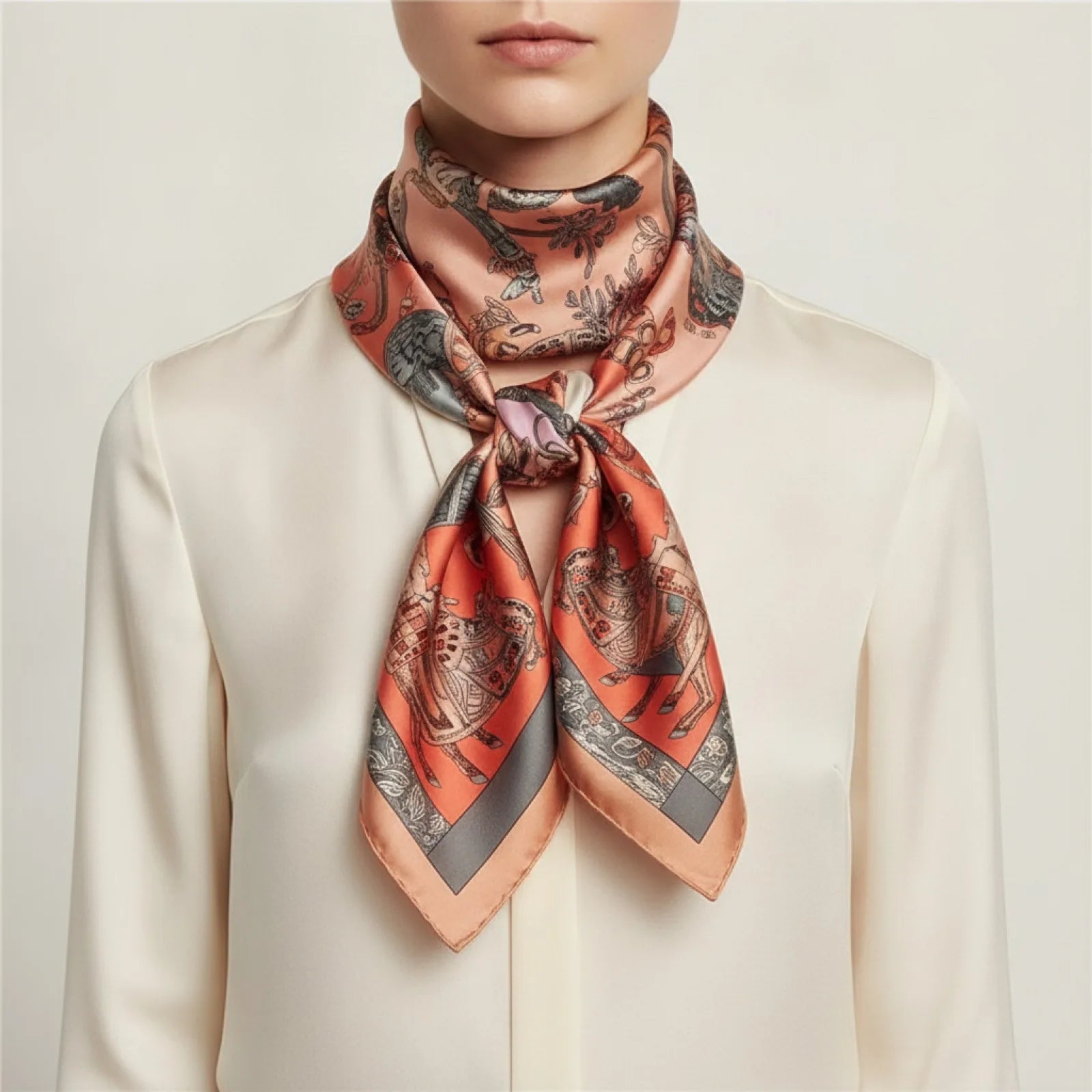 Foulard Carré en Soie 90x90cm Motif Fantastique