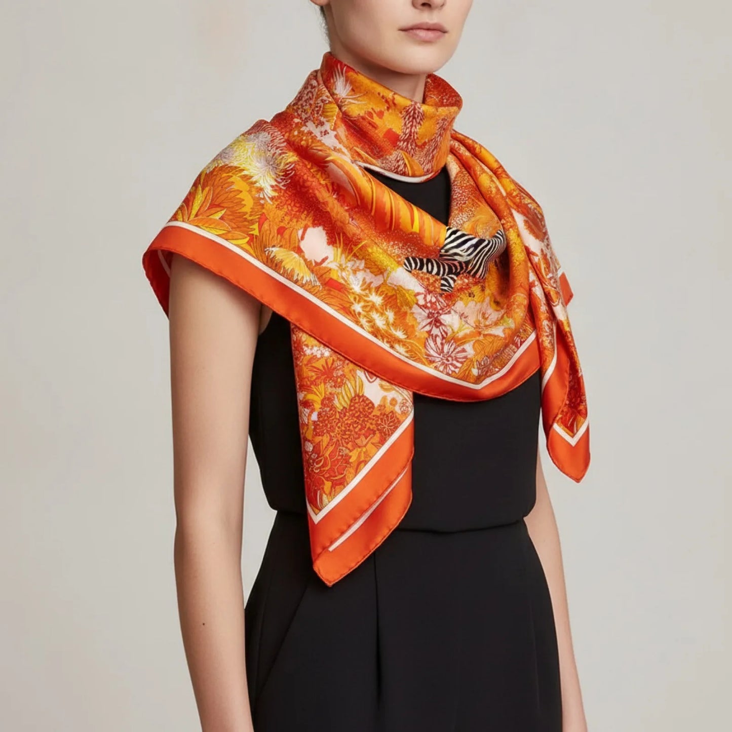 Foulard Carré en Soie Luxe - Motif Zèbre