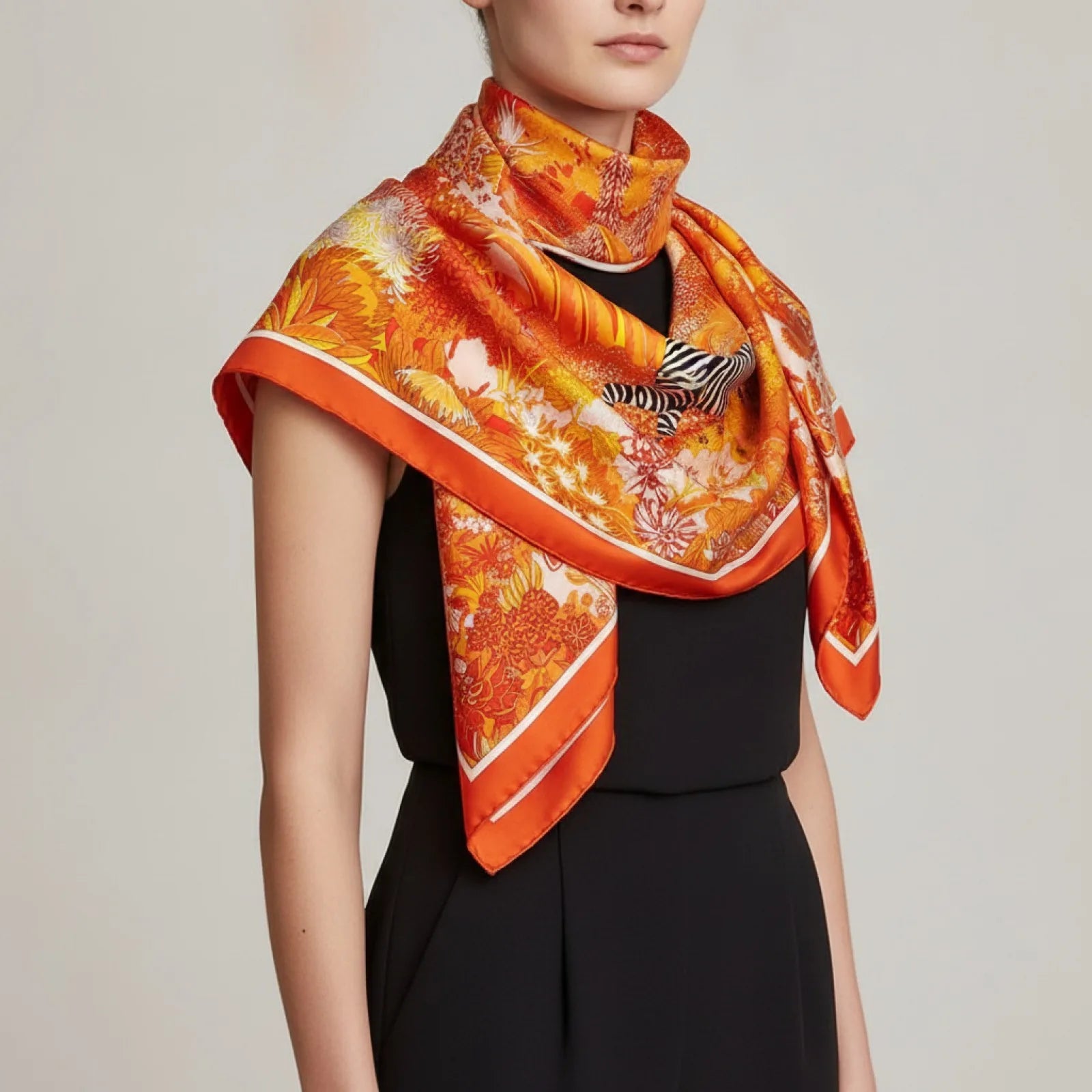 Foulard Carré en Soie Luxe - Motif Zèbre