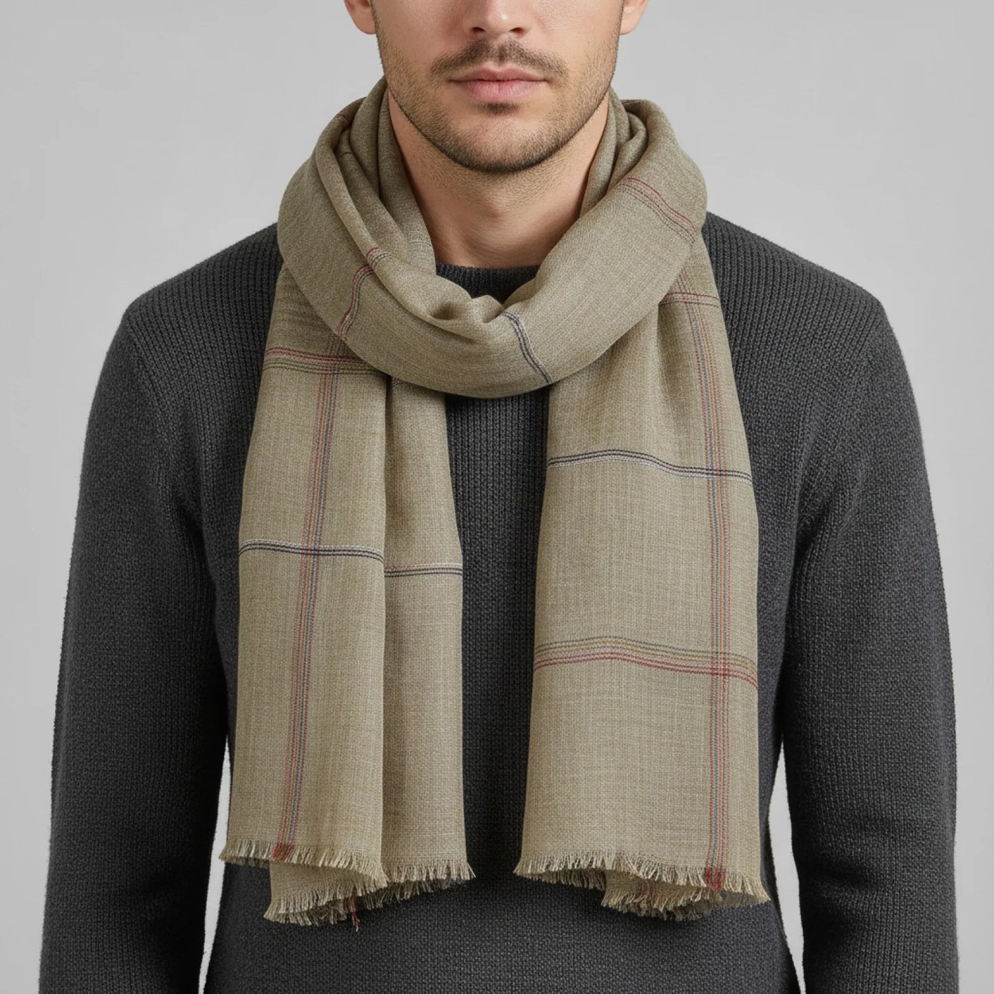 Foulard Homme Coton Rayée avec Glands