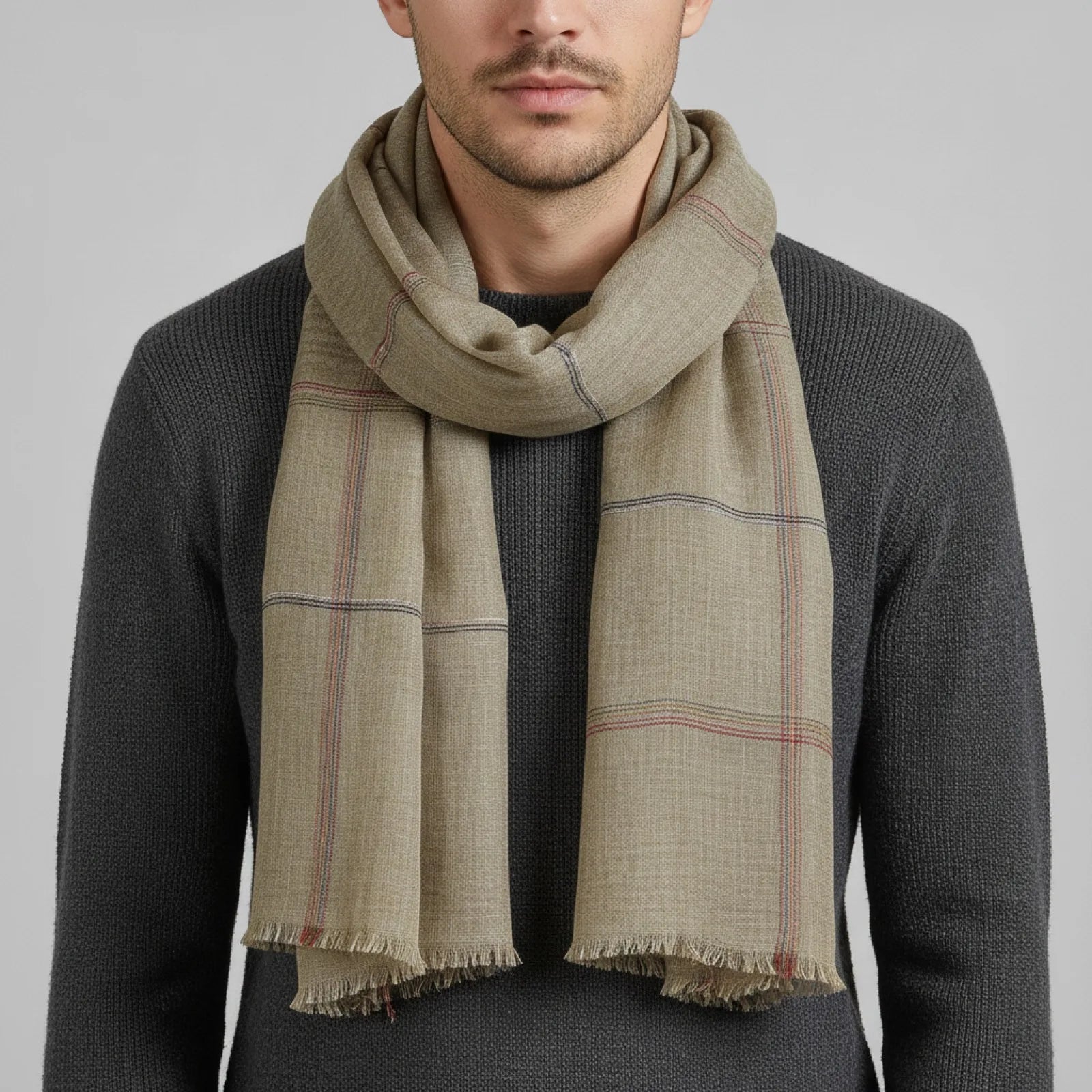 Foulard Homme Coton Rayée avec Glands