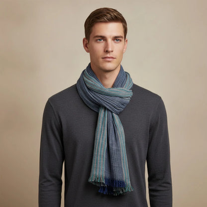 Foulard Homme Coton & Lin Rayé Patchwork