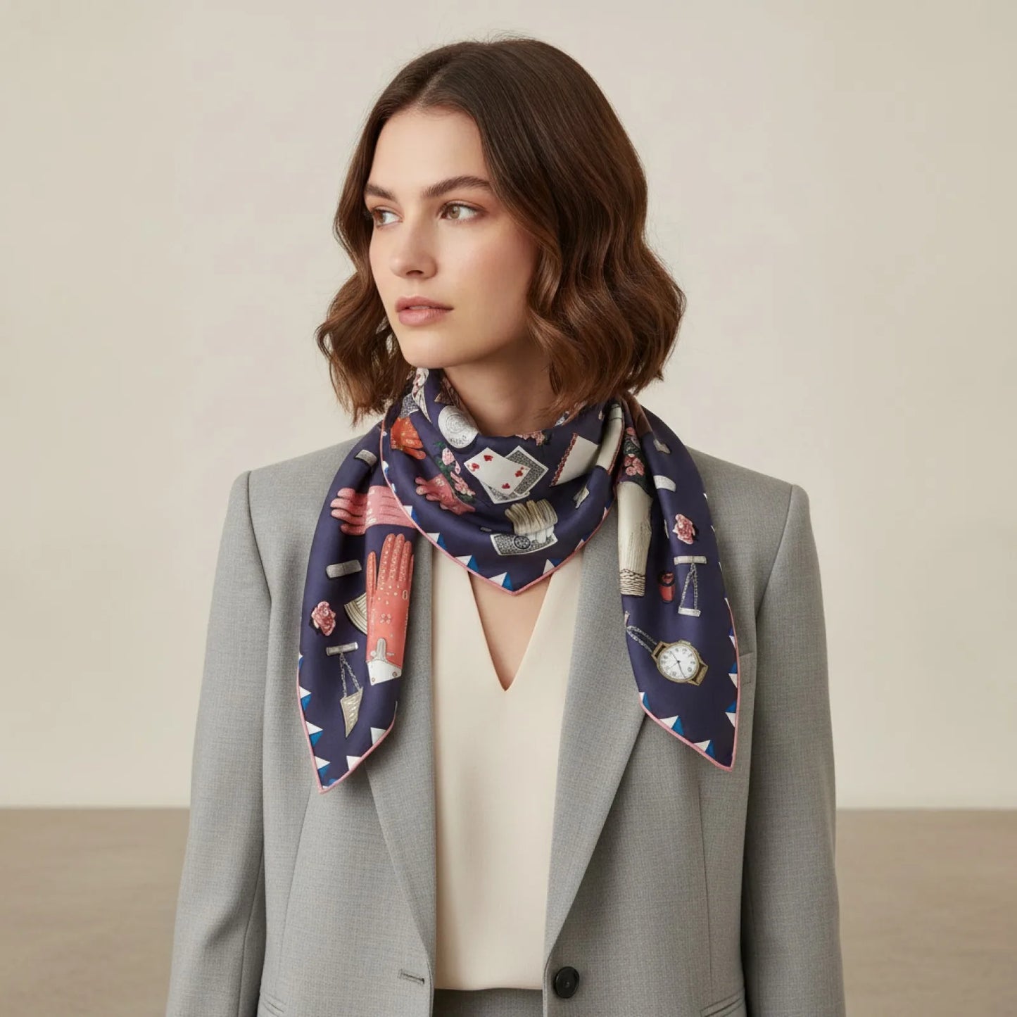 Foulard Luxe Soie & Cachemire Imprimé POBING