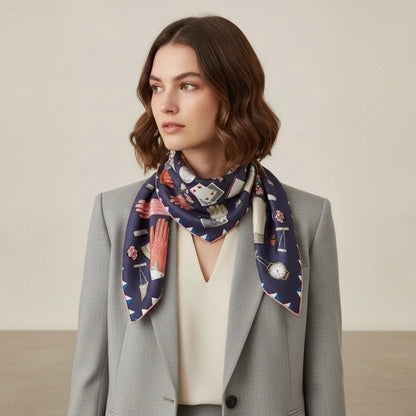 Foulard Luxe Soie & Cachemire Imprimé POBING